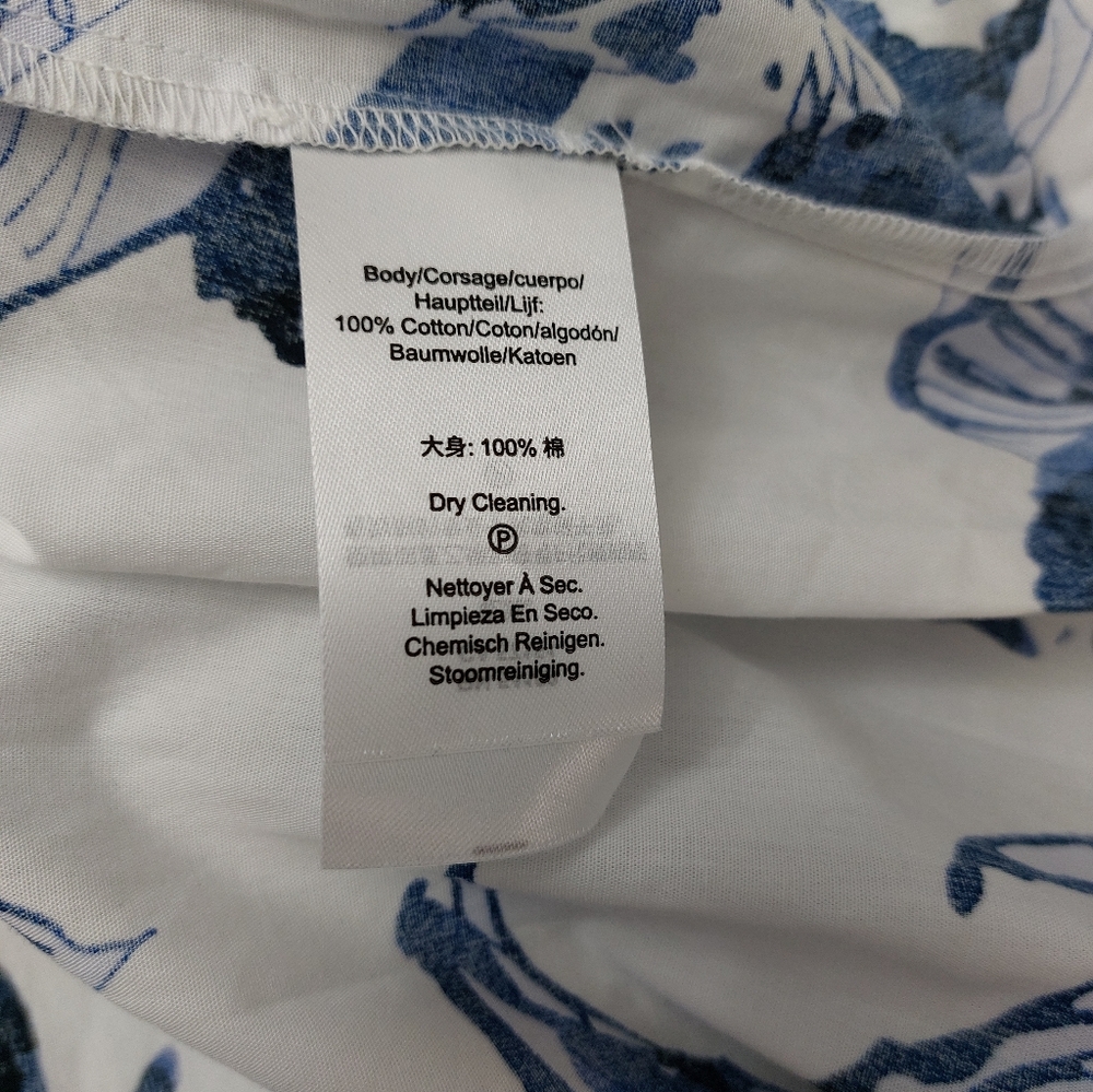 SALE DKNY Blue Floral Cotton Shirtdress 16 NWT - Picture 4 of 6